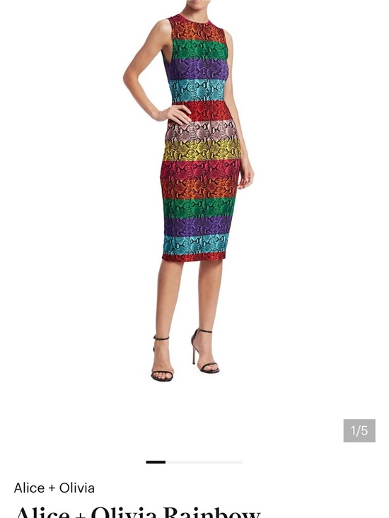 Alice + Olivia Dresses & Skirts - Alice + Olivia Multicolor Striped Pencil Dress — Red, Green, Purple, Blue